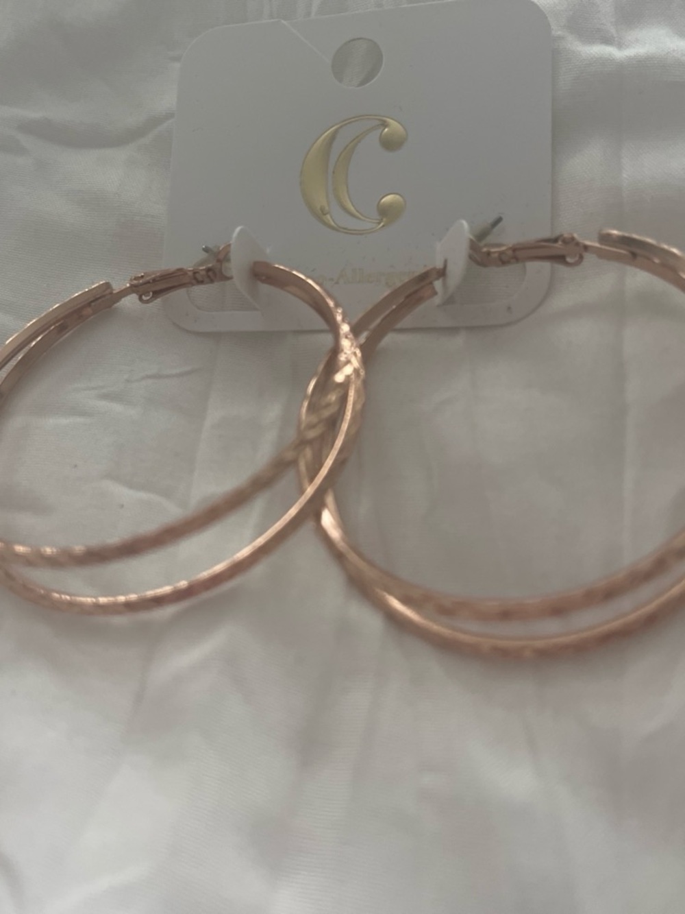 Charming Charlie Rose Gold Textured Double Hoop Earrings